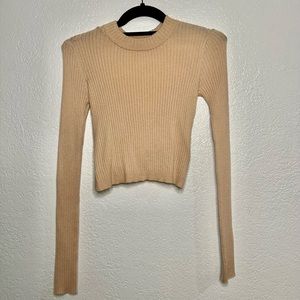 Lovers and Friends Cropped Long Sleeve Sweater Top XS with Cutout Back